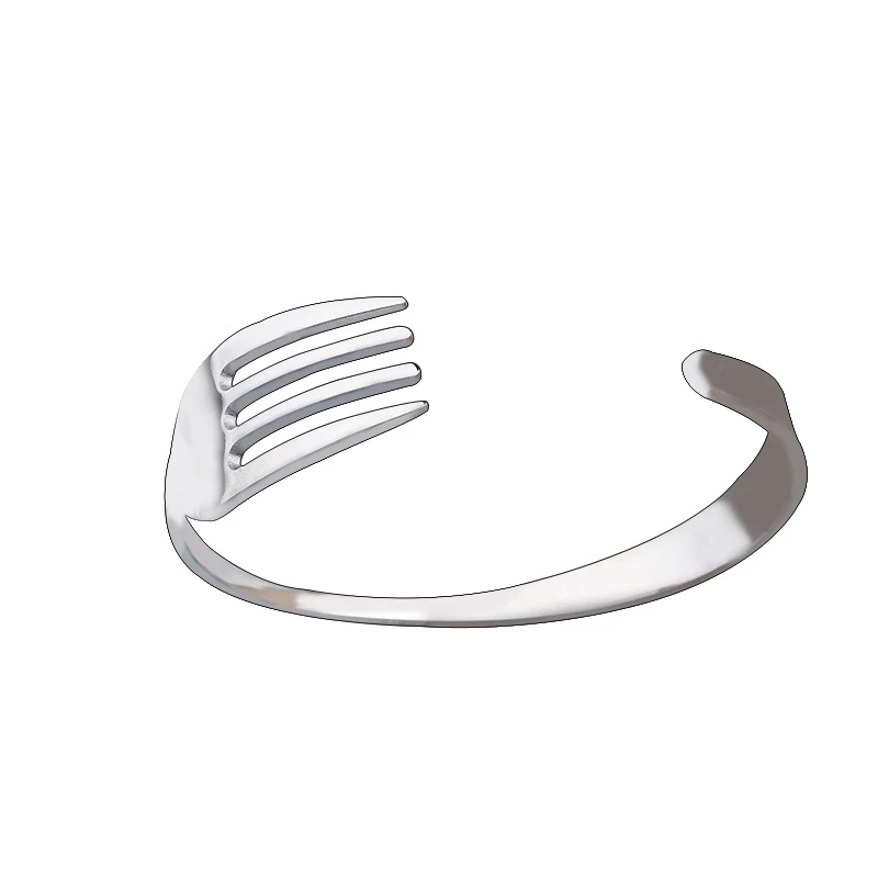 Title 9, Fork shaped stainless steel C-shaped bracelet. ...