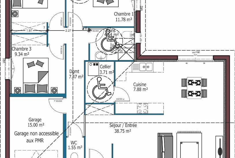  Vente Terrain + Maison - Terrain : 703m² - Maison : 95m² à Castets (40260) 