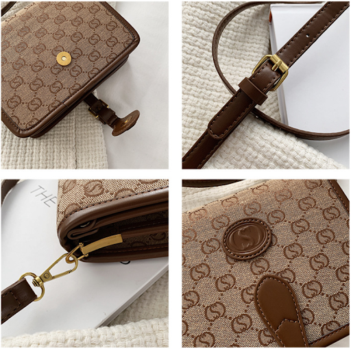 Title 5, Retro Geometric Print Small Square Bag for Wome...