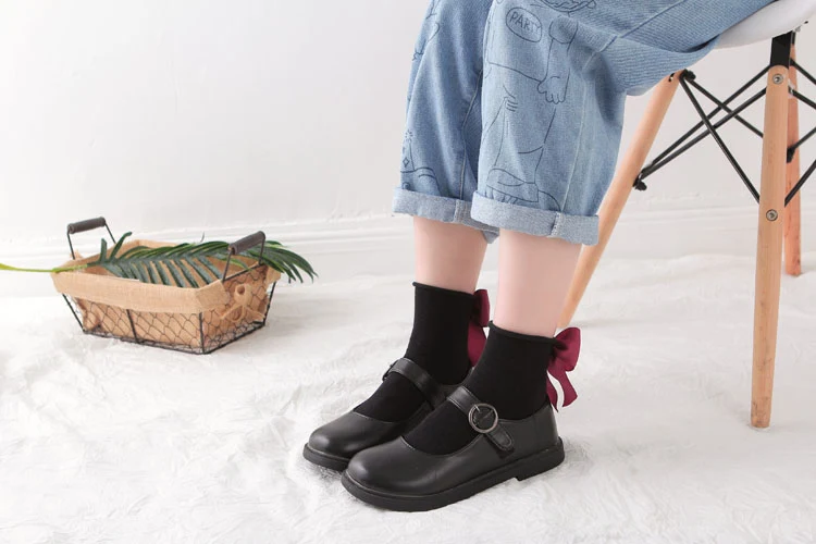 Title 5, Chaussettes en coton avec nœud au dos pour femm...
