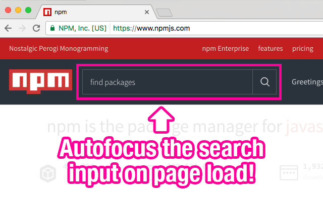 npmjs search autofocus