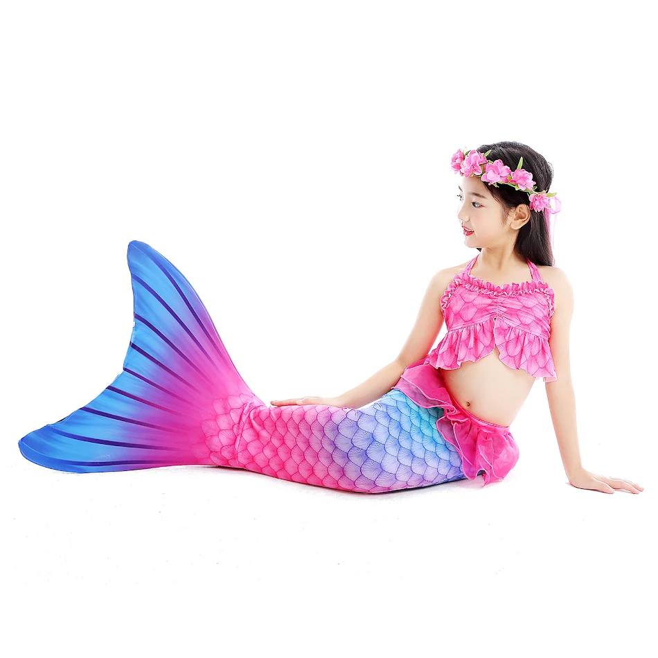 Kinderbadpak 3-delige bikini met hoge elasticiteit. Comfortabel en beweeglijk voor zwemmen en spelen in het zwembad of op het strand.