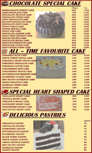 Gobaking Cake Zone menu 