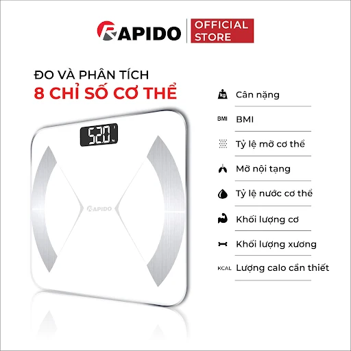 Cân sức khỏe và phân tích các chỉ số cơ thể Rapido RSF02-S