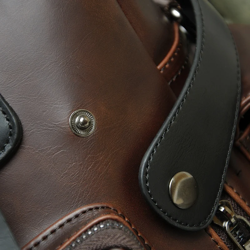 Title 3, Bolsa masculina de couro Crazy Horse clássica, ...