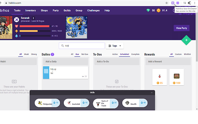 Habitica Search Clearer chrome extension