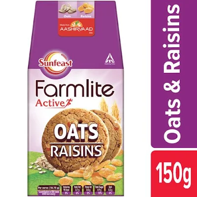 Sunfeast Farmlite Biscuit - Cookies - Oats & Raisins - 150 gm
