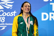 Gold medalist Tatjana Schoenmaker of South Africa poses during the medal ceremony for the Women's 200m Breaststroke Final on day three of the Gold Coast 2018 Commonwealth Games at Optus Aquatic Centre on April 7, 2018 on the Gold Coast, Australia. 