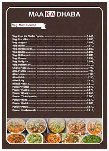 Maa Ka Dhaba menu 