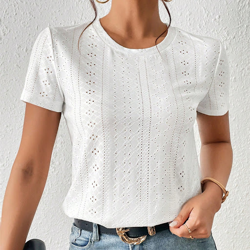 Title 2, Womens fashion solid color short sleeve hollow...