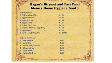 Gagan's Biriyani & Fast Food Centre menu 