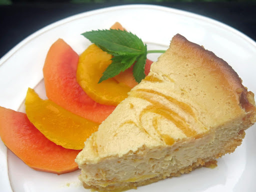 Mango-Swirl Key Lime Pie in a Coconut-Macadamia Crust - a tropical treat! 