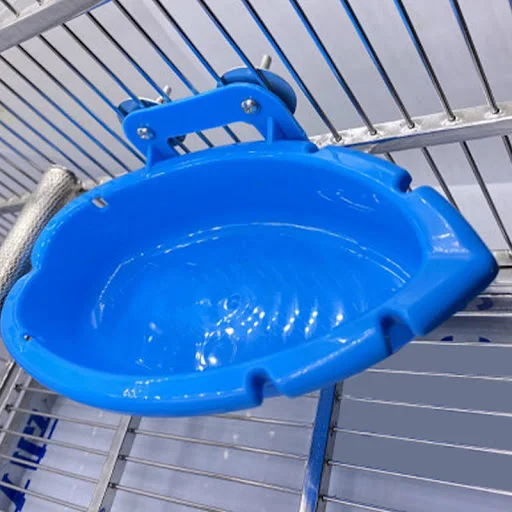 Parrot Food Tray Multifunction Creative Blue Bathtub Animal Cage Standing Wash Shower Box Bird Toys Pet Cleaning Product