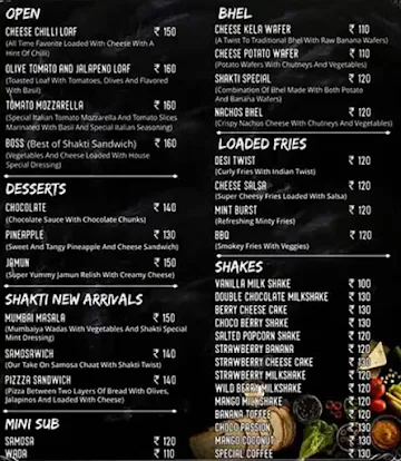 Shakti - The Sandwich Shop menu 