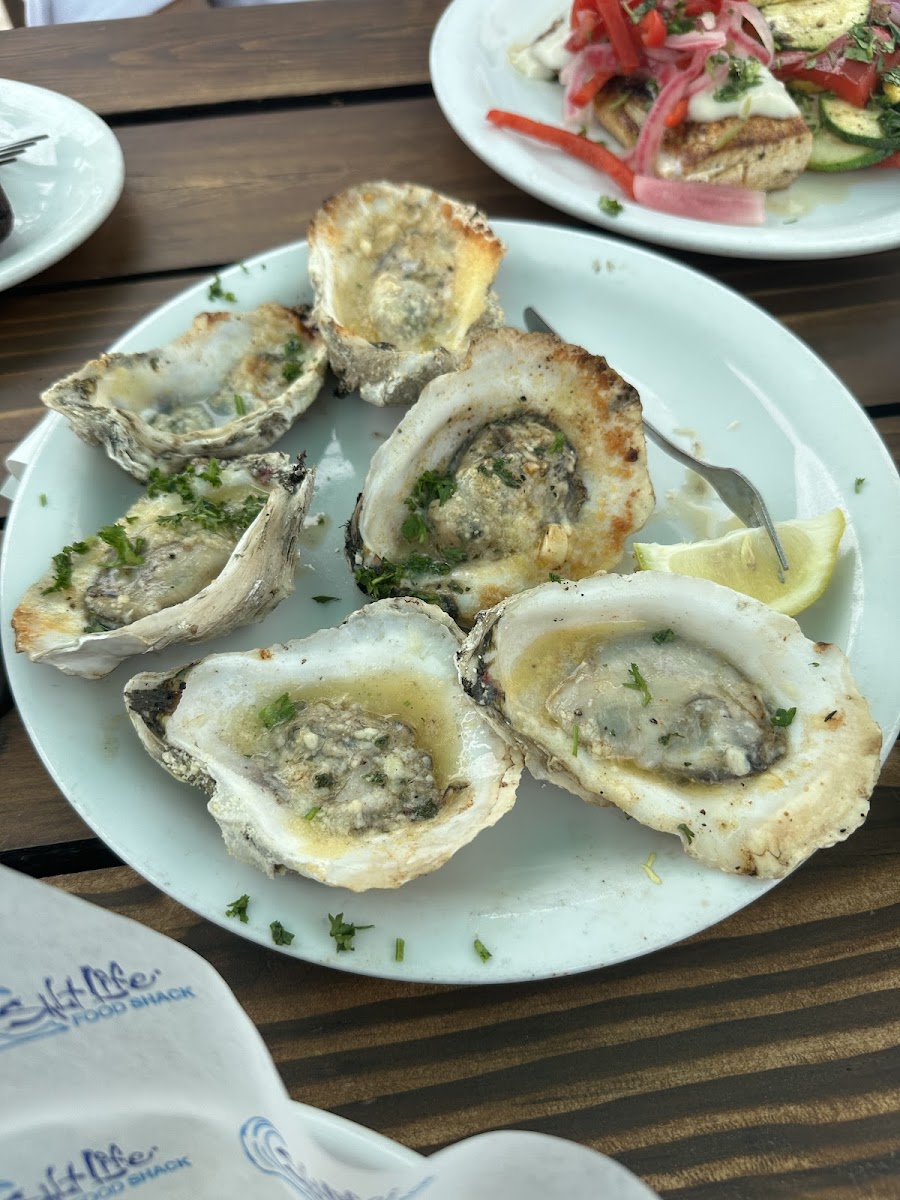 GF Oysters with garlic and parm. I wouldnt get these again, there are better options that taste good around town. I would get the regular oysters next time.