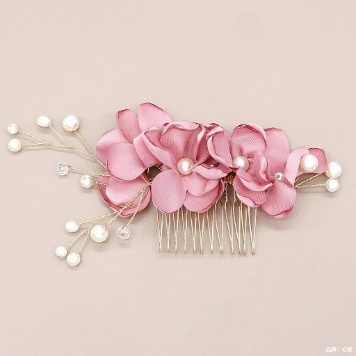 Title 4, Bride Flower Fabric Pearl Hair Comb Accessories...