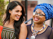 Meghan, Duchess of Sussex, with Sithembele Ncube, a Nelson Mandela University student, at the residence of the British High Commissioner in Cape Town on September 24.