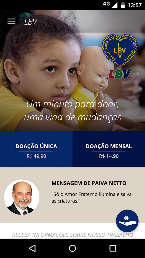 Android application LBV - Doação e Resultados screenshort