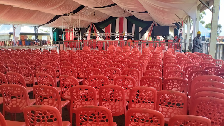 One of the tents at Oriwo Boys High school which guests will use during President William Ruto visit this Saturday in Karachuonyo constituency on July 13,2023