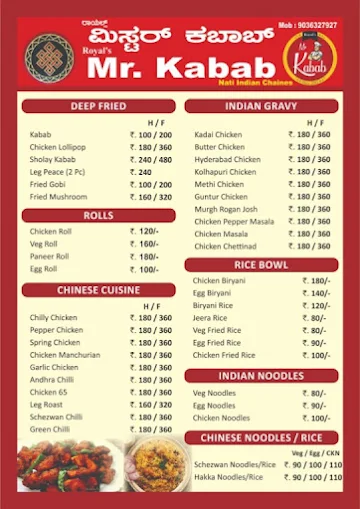 Mr. Kabab menu 