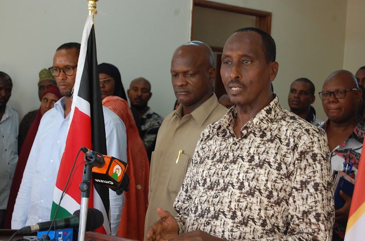 Wajir Governor Mohamed Abdi and county commissioner Jacob Narengo