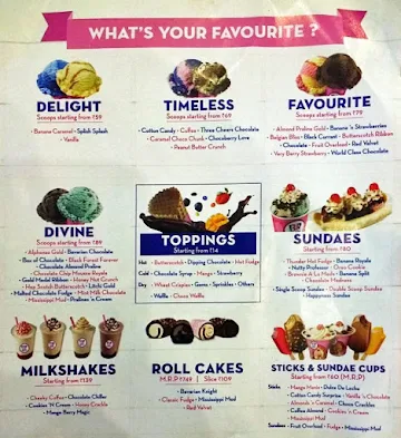 Baskin Robbins menu 