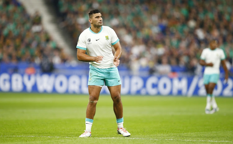 Damian de Allende of South Africa during the Rugby World Cup 2023 Pool B match against Ireland at Stade de France on September 23, 2023 in Paris, France.