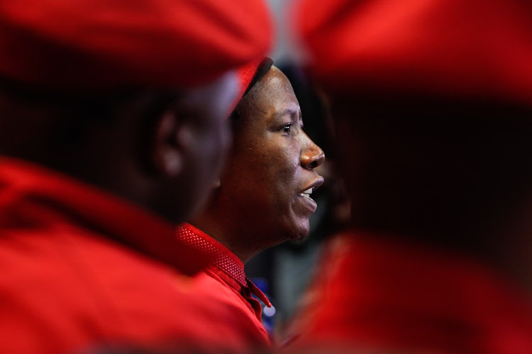 Leader of the EFF Julius Malema talks to journalists during a press conference at their headquarters in Braamfontein, Johannesburg on the party’s recent plenum meeting. The EFF are using the year 2018 to take on issues in the public healthcare sector.