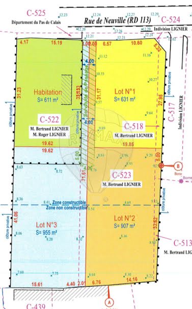 Vente terrain  631 m² à Marles-sur-Canche (62170), 50 000 €