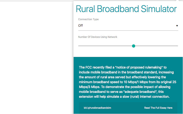 Rural Broadband Simulator chrome extension