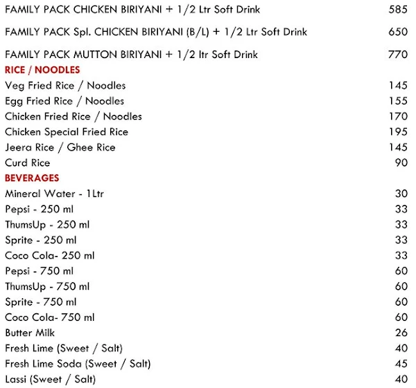 Andhra Chilli's menu 