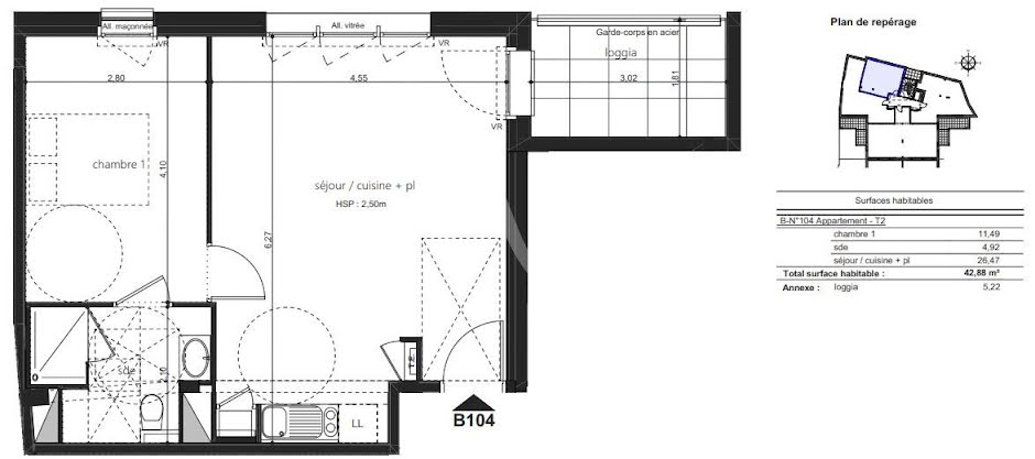 Vente appartement 2 pièces 42.88 m² à Laval (53000), 154 600 €