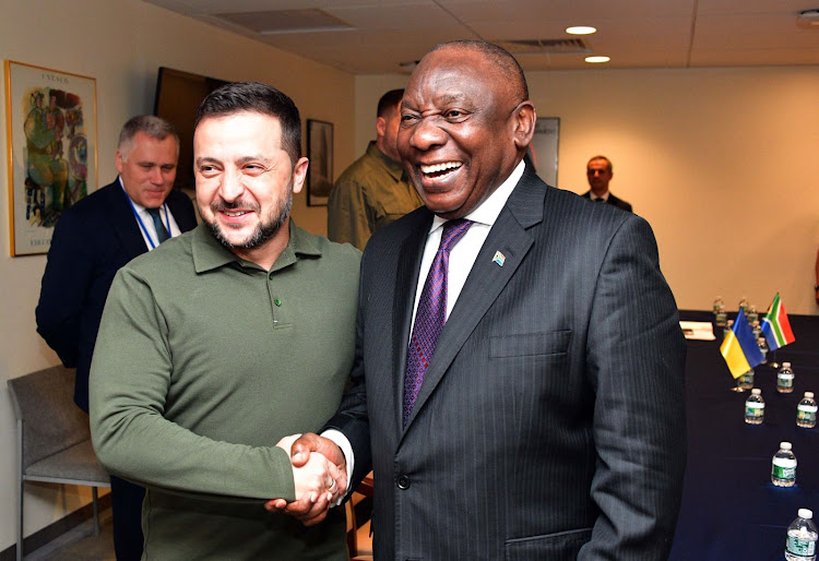 President Cyril Ramaphosa and his Ukrainian counterpart President Volodymyr Zelensky met on the sidelines of the 78th UN General Assembly in New York, September 19 2023. Picture: GCIS
