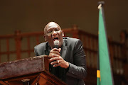 Police minister Bheki Cele at the memorial service on Thursday at the Durban City Hall for two slain eThekwini metro cops who were gunned down while on duty on Monday night