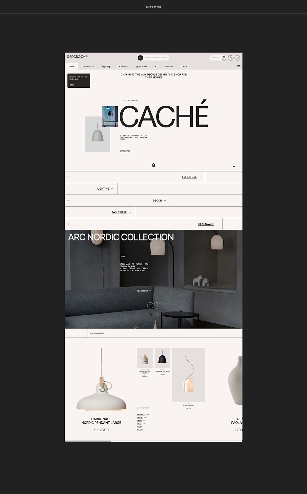 aesthetic decor Ecommerce furniture shop site UI ux Web Website