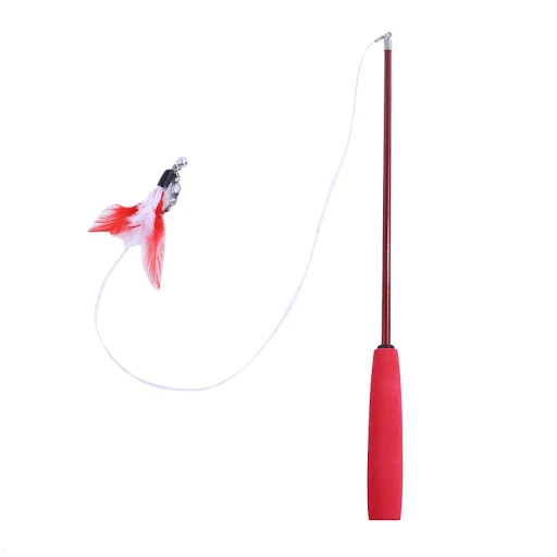 Interactive Cat Feather Toy Feather Teaser Stick Wand Pet Retractable Feather Bell Refill Replacement Catcher Product fo