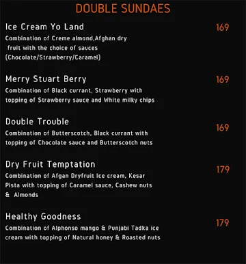 Master Of Thickshakes menu 