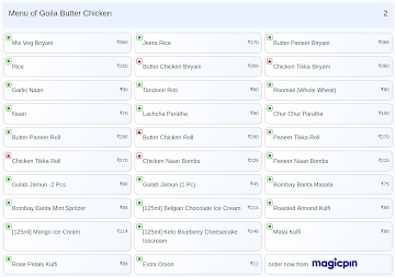 Goila Butter Chicken menu 