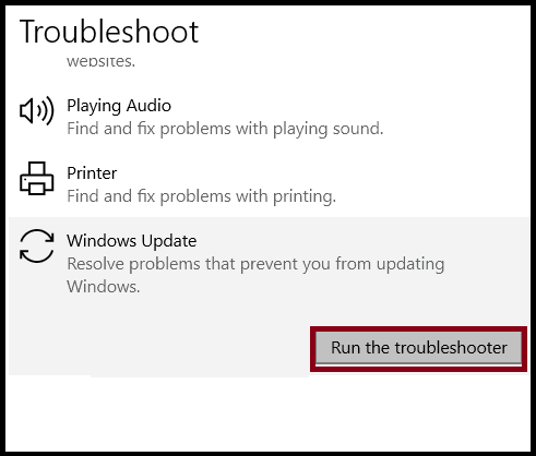 Run Windows Troubleshooter to fix error code 0x80070026