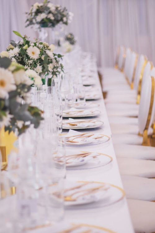 The table setting and decor of the reception ceremony.