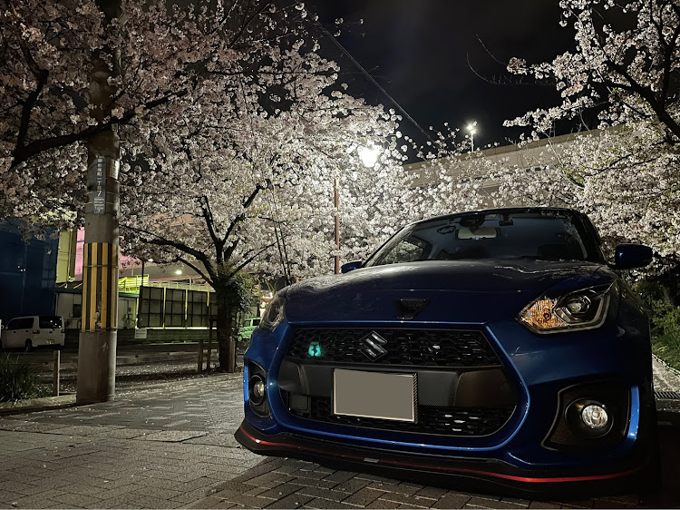 スイフトスポーツの桜と愛車・桜とコラボ・夜桜・ナイトショットに関するカスタム事例の投稿画像5枚目