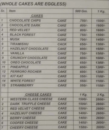 Sugar Boogar menu 