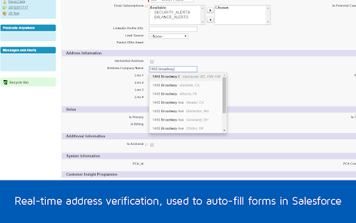 Real-time address verification, auto-fill forms Salesforce 