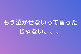 もう泣かせないって言ったじゃない、、、