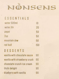 The Cafe N On Sense menu 3