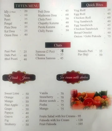 Hotel Brindavan menu 