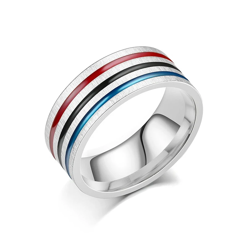 Titanium stalen ring Regenboog Oliedruppels, een duurzame ring met iriserende glans, waterbestendig, stijlvol en perfect voor dagelijks gebruik.