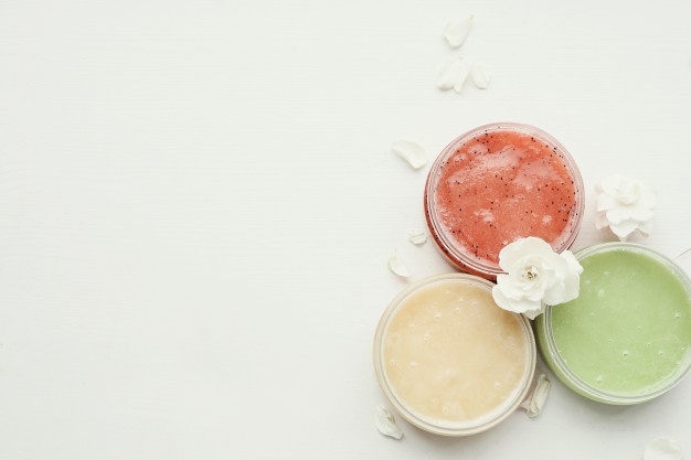 Body scrub exfoliators come in all types and colors.