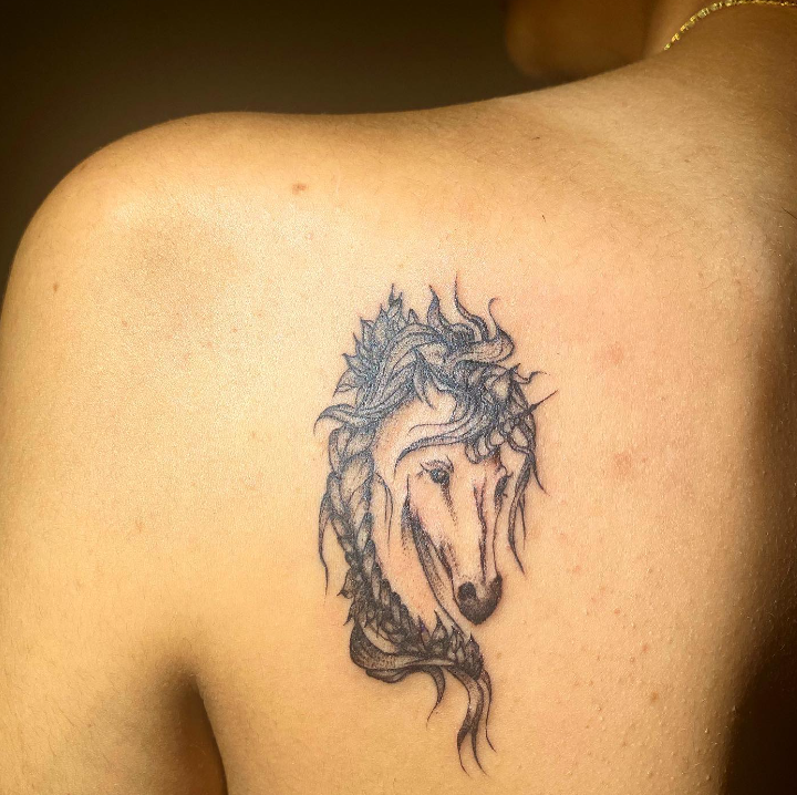 Horse back shoulder tattoo designs