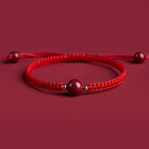 Title 3, Simple Cinnabar Braided Red Rope Bracelet a sty...